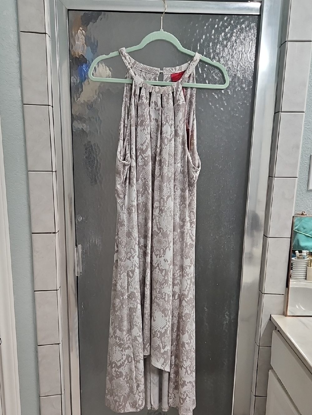 Jennifer Lopez Taupe Snake-Print High-Low Maxi Dress